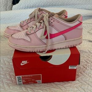 Nike Pink Dunk Low with Hot Pink Swoosh